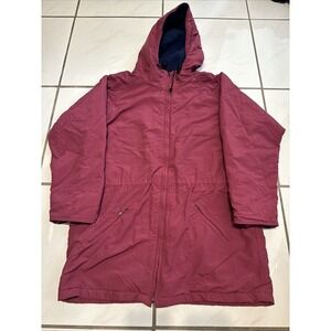 Vtg Lands' End Squall Jacket Coat Hooded Womens L Pink Fleece Thinsulate USA